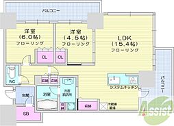 ザ・札幌タワーズウエストタワー 2LDKの間取図画像