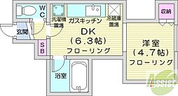 レジデンス東豊 1DKの間取図画像