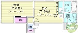 プレジャーコート 1DKの間取図画像