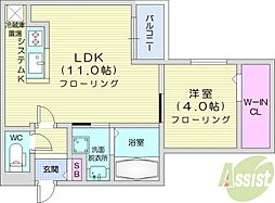 札幌市中央区南十三条西7丁目マンション 1LDKの間取図画像