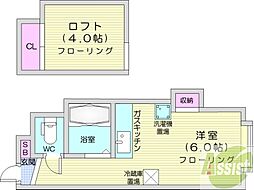 ハイヴィレッヂ・1 1Kの間取図画像