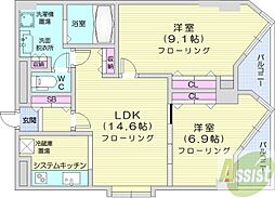 宮ヶ丘レジデンス神宮前 2LDKの間取図画像