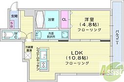 ラクラス円山公園 1LDKの間取図画像