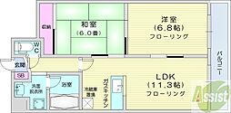 ドミ曙第二 2LDKの間取図画像