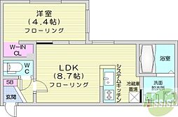Flap福住(フラップ) 1LDKの間取図画像