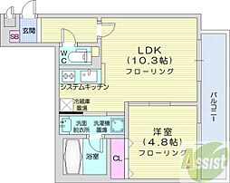 スペランツァ円山 1LDKの間取図画像