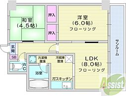 朝日ビルヂング朝日レジデンス 2DKの間取図画像