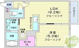 シャルマン東区役所前 1LDKの間取図画像