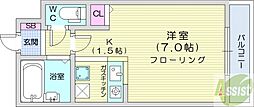 レノンテラーザ6-3 1Kの間取図画像
