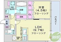 レガーロ美術館通 1LDKの間取図画像