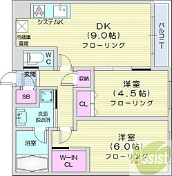 LiveCasa白石 2DKの間取図画像