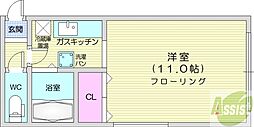シティノースワン 1Kの間取図画像