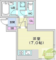 ライオンズシティ南3条 ワンルームの間取図画像