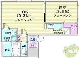 シャトン北10条 1LDKの間取図画像