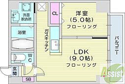 サムティレジデンスN23 1LDKの間取図画像