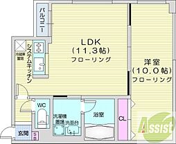 KDXレジデンス南三条 1LDKの間取図画像