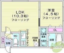 S-RESIDENCE桑園イースト 1LDKの間取図画像