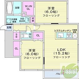 RISESTAGEスミカワ 2LDKの間取図画像
