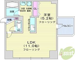 パークヒルズイースト23B 1LDKの間取図画像