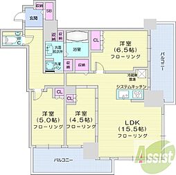 ザ・札幌タワーズウエストタワー 3LDKの間取図画像