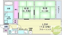 ラフォーレ山鼻 2LDKの間取図画像