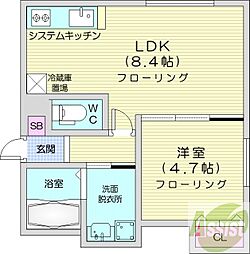 プライムステージ4-16 1LDKの間取図画像