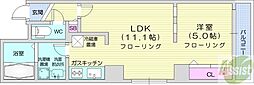 rugger 1LDKの間取図画像