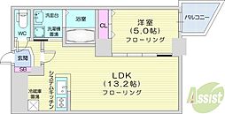 アルファスクエア北15条 1LDKの間取図画像