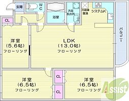 ドルチェ旭ケ丘 3LDKの間取図画像