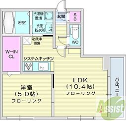 カレラ伏見 1LDKの間取図画像