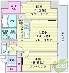アルファスクエア中島公園 2LDKの間取図画像