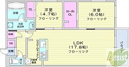 札幌市中央区南十五条西8丁目マンション 2LDKの間取図画像