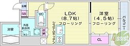 ノースプレミア大通北 1LDKの間取図画像