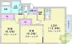 コーリン16 2LDKの間取図画像