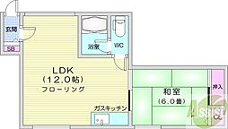 コーポ金沢 1LDKの間取図画像