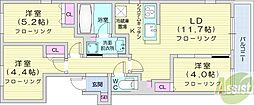 クラッセ札幌シティアクシアノーステラス 3LDKの間取図画像