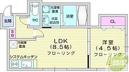 GrandirMARUYAMAEAST 1LDKの間取図画像