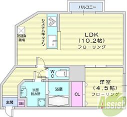 オルセー環状通東 1LDKの間取図画像