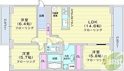 札幌市清田区北野一条2丁目マンション 3LDKの間取図画像