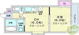 シュヴェルニー北円山 1LDKの間取図画像