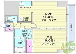 ドーリス札幌 1LDKの間取図画像