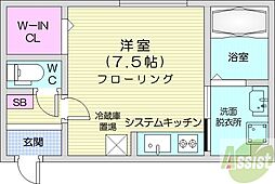 Maison Kamuy 本郷通  月 ワンルームの間取図画像