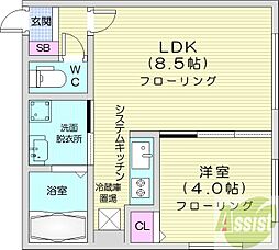 ラフィーネ平岸 1LDKの間取図画像