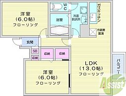 トリオ383 2LDKの間取図画像