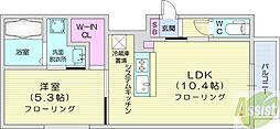 札幌市西区二十四軒四条5丁目マンション 1LDKの間取図画像