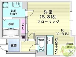 フラゼ美園(Frase美園) 1Kの間取図画像