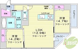 グランカーサ南6条 2LDKの間取図画像