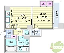 プロシード環状通東 1DKの間取図画像