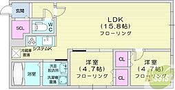ブライトンコートN20 2LDKの間取図画像