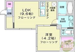 仮)南郷通14丁目北 MS 1LDKの間取図画像